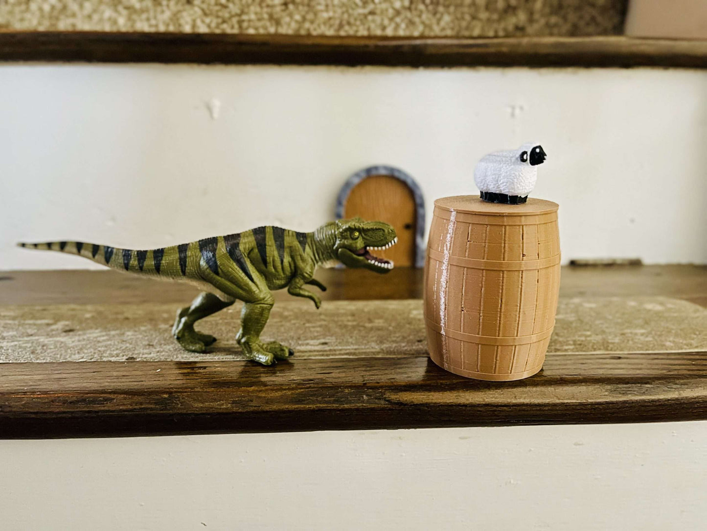 A 3" tall 3D printed barrel with lid. Not suitable for going over waterfalls, holding whiskey, wine, or monkees ;)