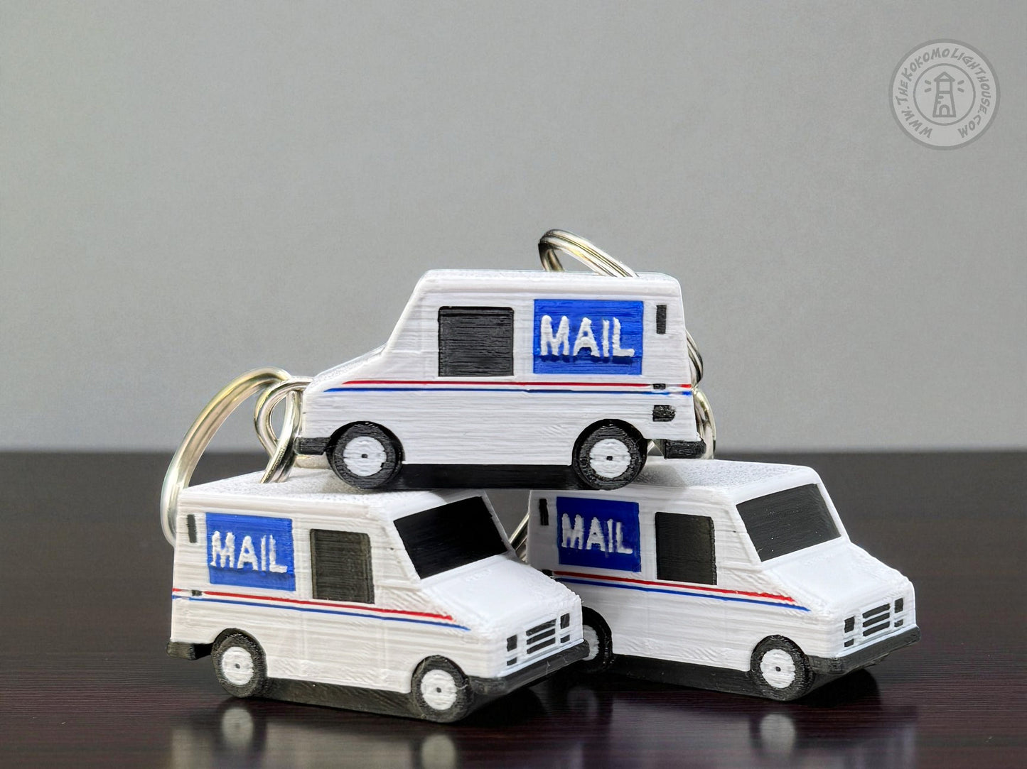 Mini Postal Truck LLV Key Chain - 3D Printed Mail Truck Key Ring with Swivel Hook