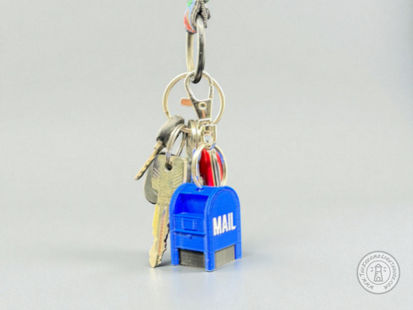 Mini Postal Blue Collection Box Key Chain - 3D Printed Blue Collection Box Key Ring with Swivel Hook (Copy)