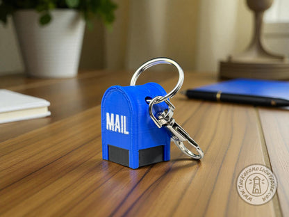 Mini Postal Blue Collection Box Key Chain - 3D Printed Blue Collection Box Key Ring with Swivel Hook (Copy)