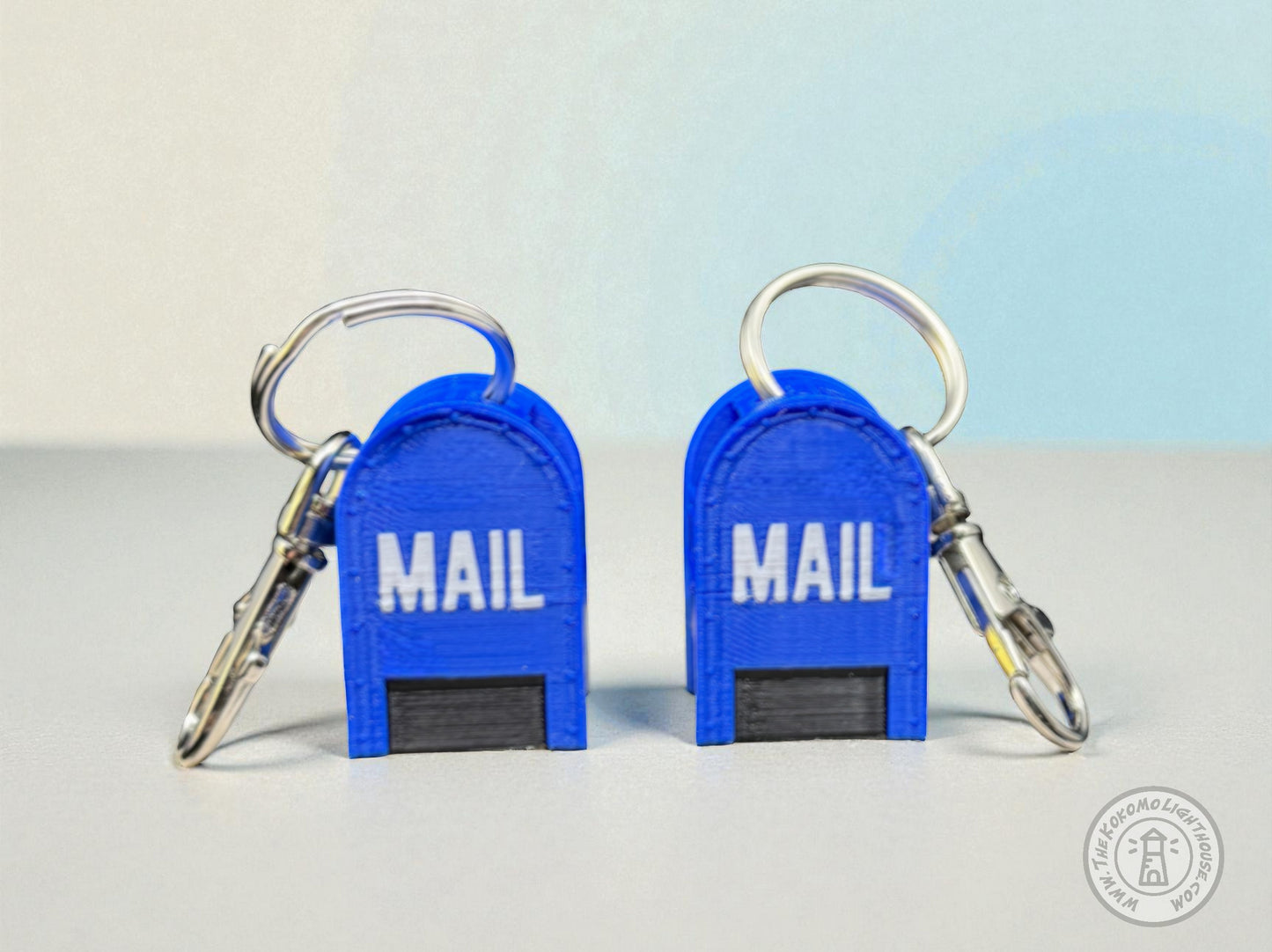Mini Postal Blue Collection Box Key Chain - 3D Printed Blue Collection Box Key Ring with Swivel Hook (Copy)