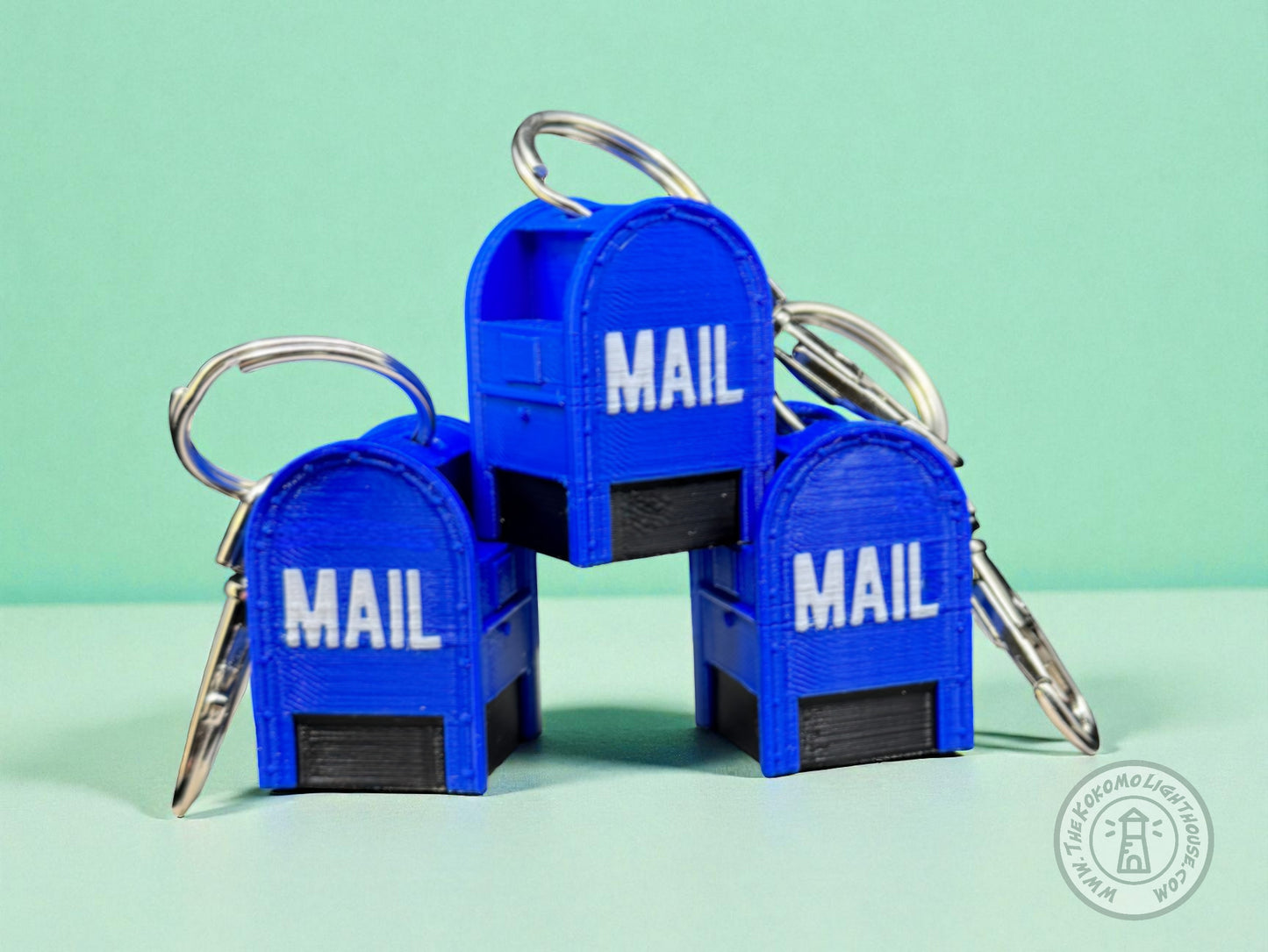 Mini Postal Blue Collection Box Key Chain - 3D Printed Blue Collection Box Key Ring with Swivel Hook (Copy)