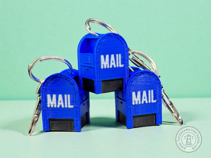 Mini Postal Blue Collection Box Key Chain - 3D Printed Blue Collection Box Key Ring with Swivel Hook (Copy)