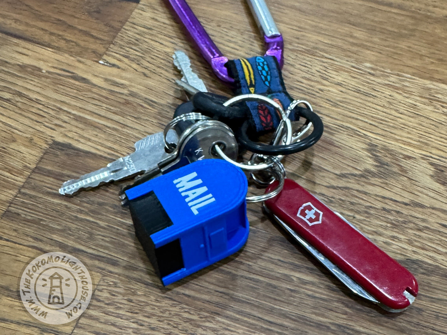 Mini Postal Blue Collection Box Key Chain - 3D Printed Blue Collection Box Key Ring with Swivel Hook (Copy)