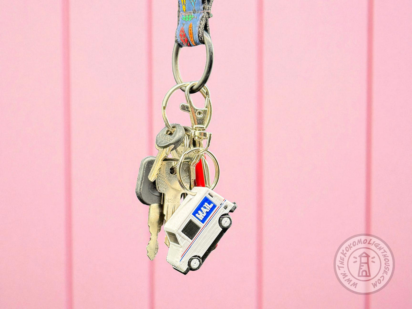 Mini Postal Truck LLV Key Chain - 3D Printed Mail Truck Key Ring with Swivel Hook