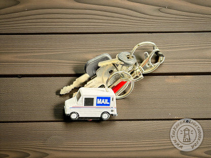 Mini Postal Truck LLV Key Chain - 3D Printed Mail Truck Key Ring with Swivel Hook