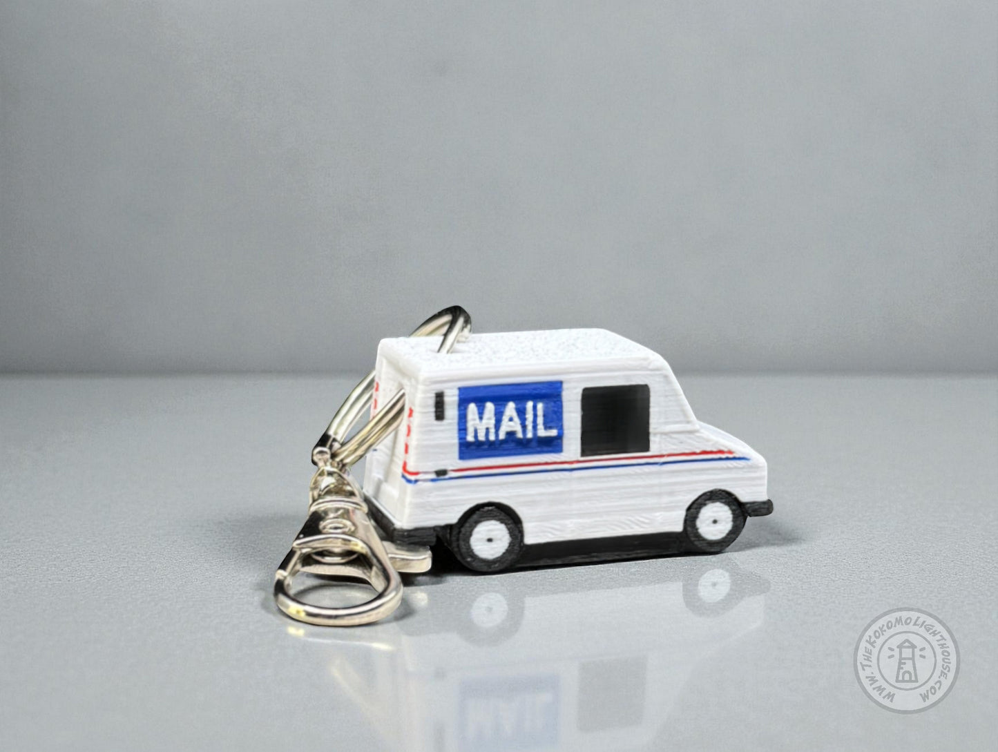 Mini Postal Truck LLV Key Chain - 3D Printed Mail Truck Key Ring with Swivel Hook