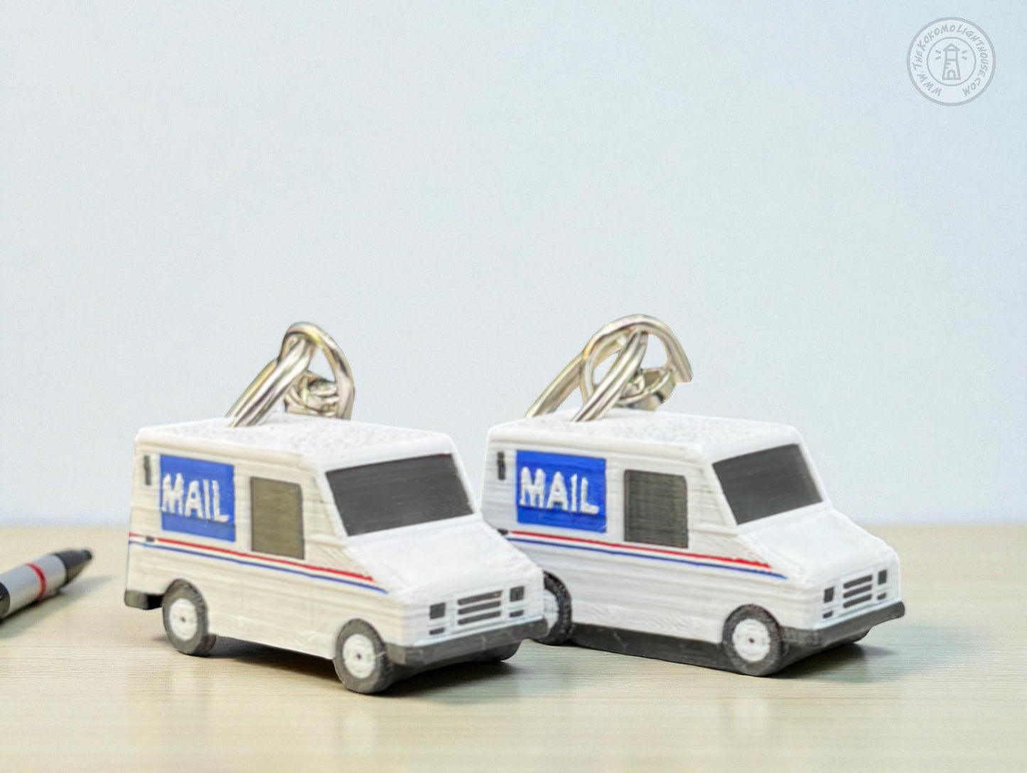Mini Postal Truck LLV Key Chain - 3D Printed Mail Truck Key Ring with Swivel Hook