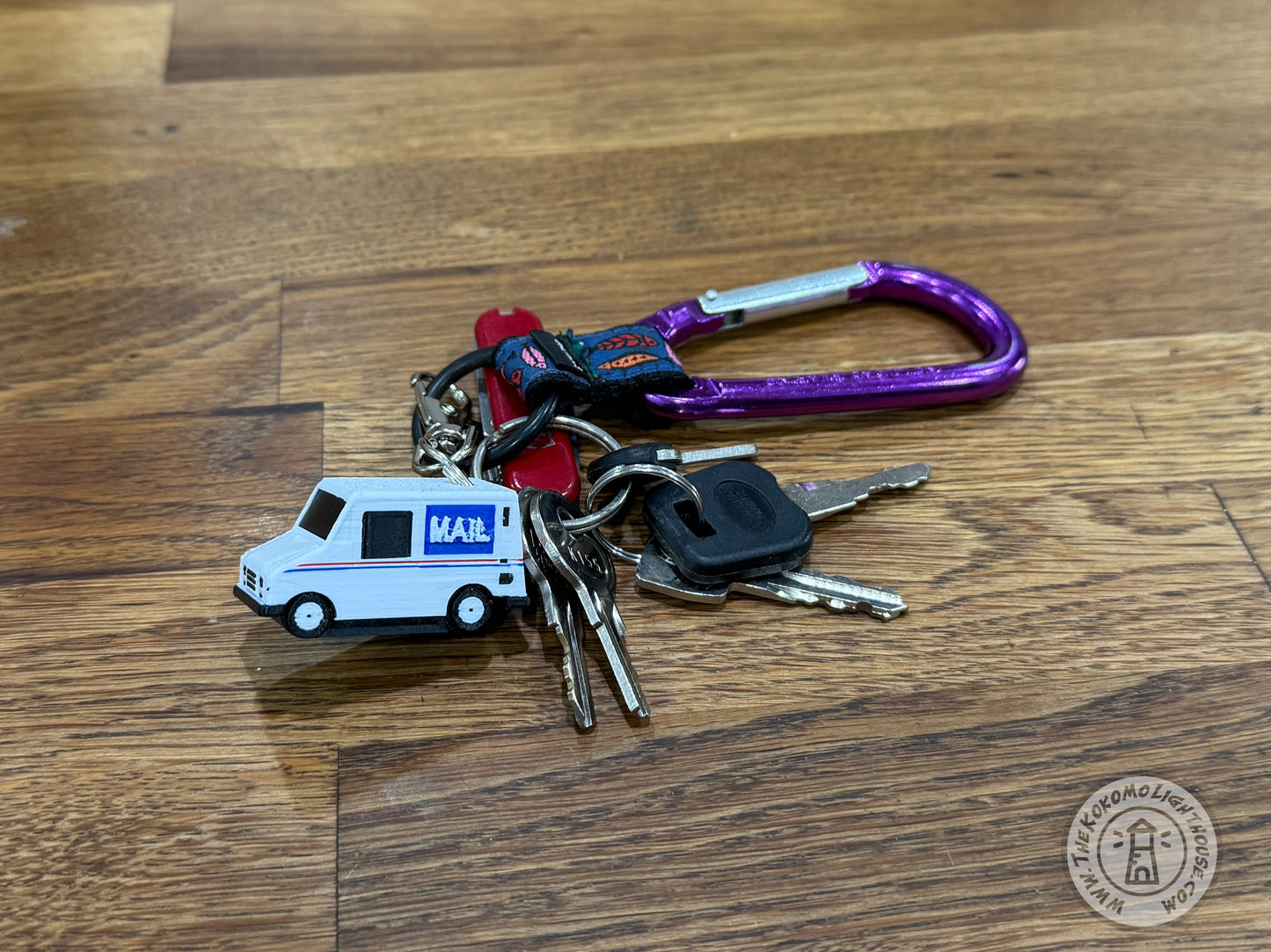 Mini Postal Truck LLV Key Chain - 3D Printed Mail Truck Key Ring with Swivel Hook