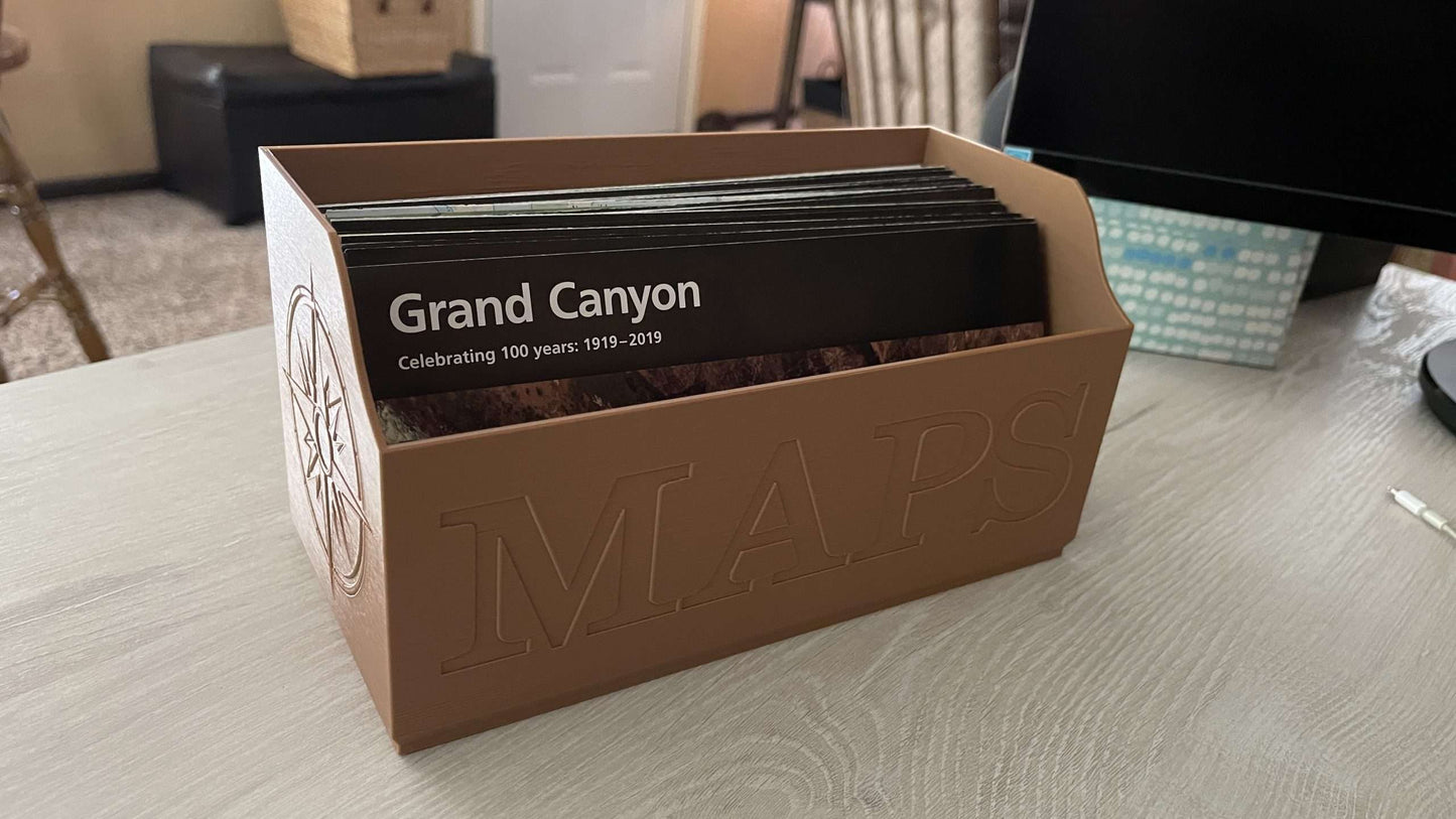 Map Storage and Organization Box For National Park Maps, State Park Maps, or other Maps