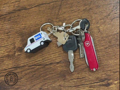 Mini Postal Truck LLV Key Chain - 3D Printed Mail Truck Key Ring with Swivel Hook